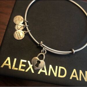 Alex and Ani Silver Heart Lock Bangle